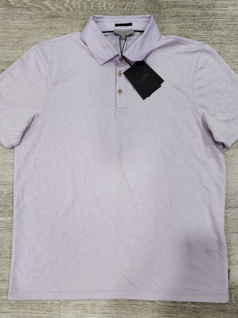 Ted Baker London Woven Short Sleeve Polo Shirt Lilac Men's Size 5 NWT